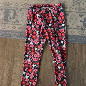 Girls Floral Leggings Pink Red Navy Flower Print